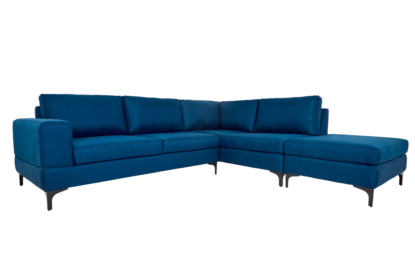 Sofá escuadra derecho Etna - Azul Navy con patas negras - Tugow