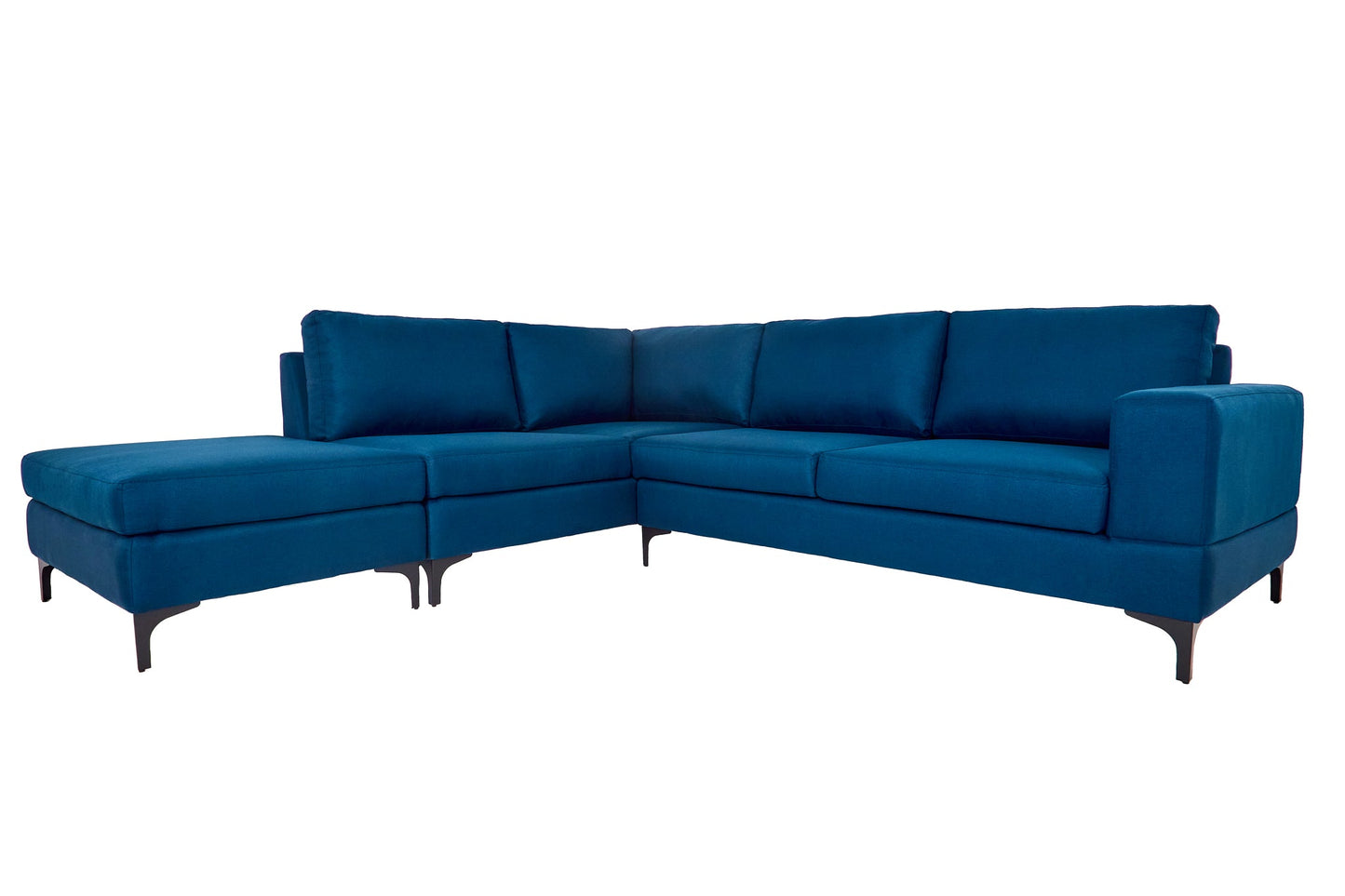 Sofá escuadra izquierdo Etna - Azul Navy con patas negras - Tugow