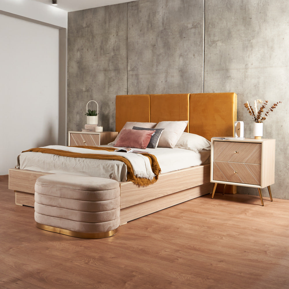 Juego de 3 paneles para cabecera modular matrimonial / queen size Lunaria - Mostaza - Tugow