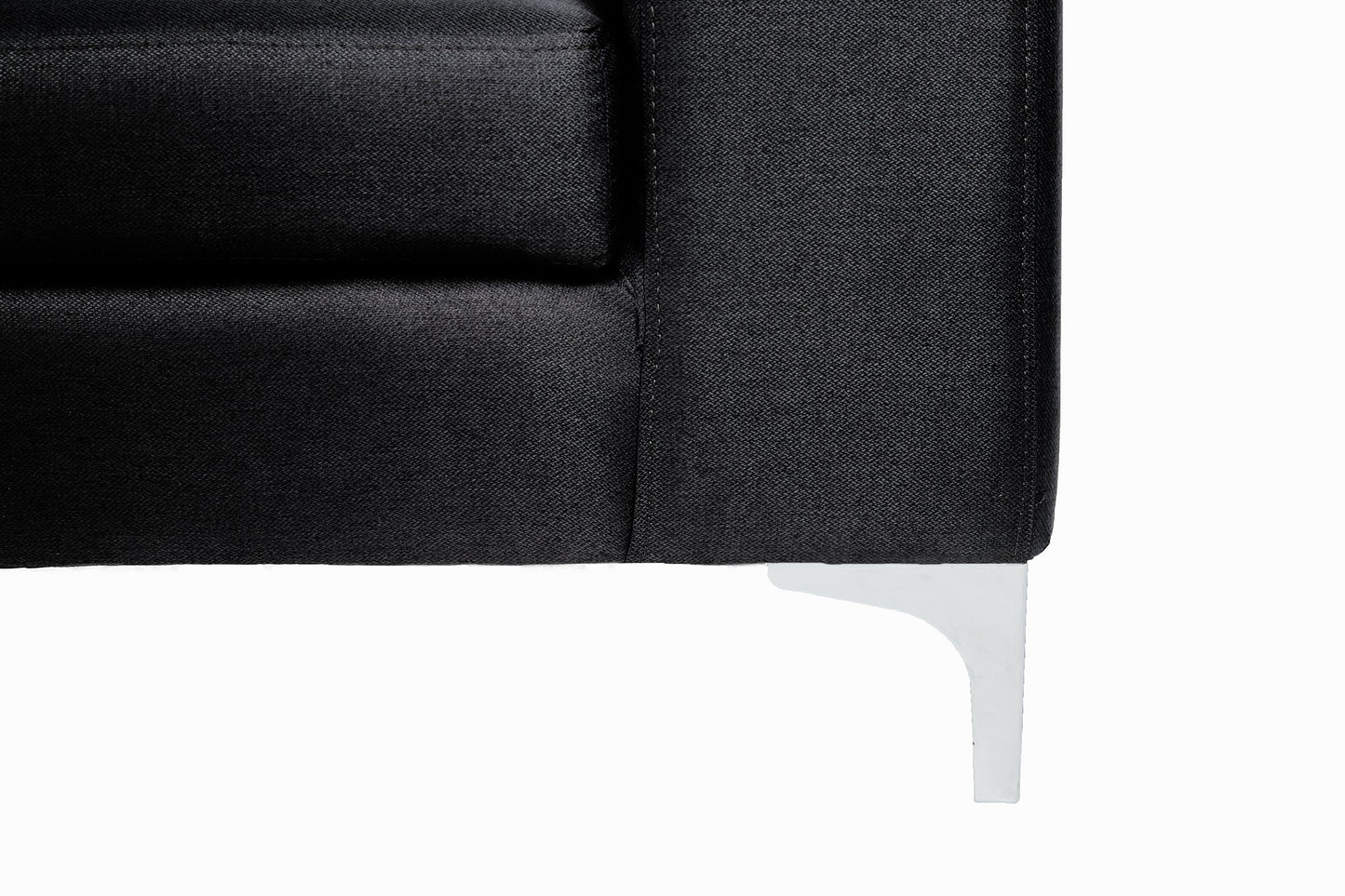 Sofá de 3 plazas Etna - Negro con patas plateadas - Tugow