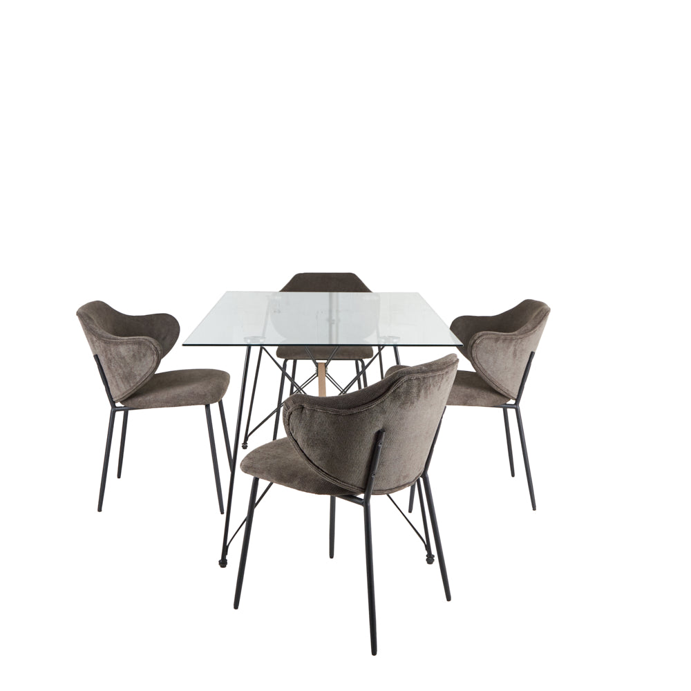 Mesa Macoba con 4 Sillas Suanna Gris - Tugow