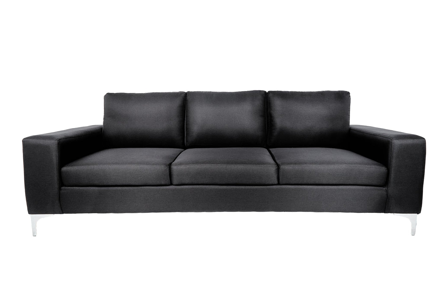 Sofá de 3 plazas Etna - Negro con patas plateadas - Tugow