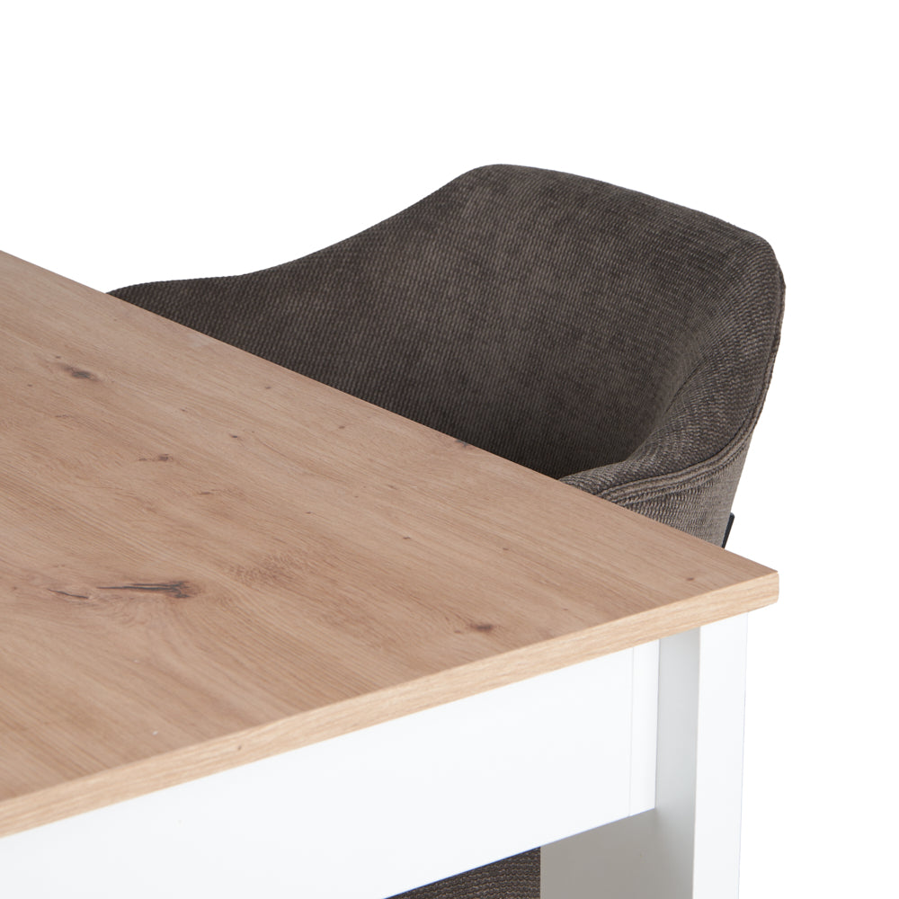 Mesa Aspen Roble y Blanco con 4 Sillas Suanna Gris - Tugow