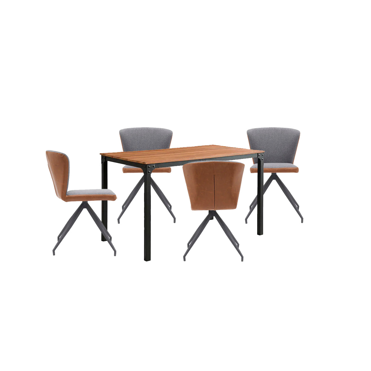 Mesa de comedor Sansa con 4 sillas Vigo - Nogal, Negro y Café