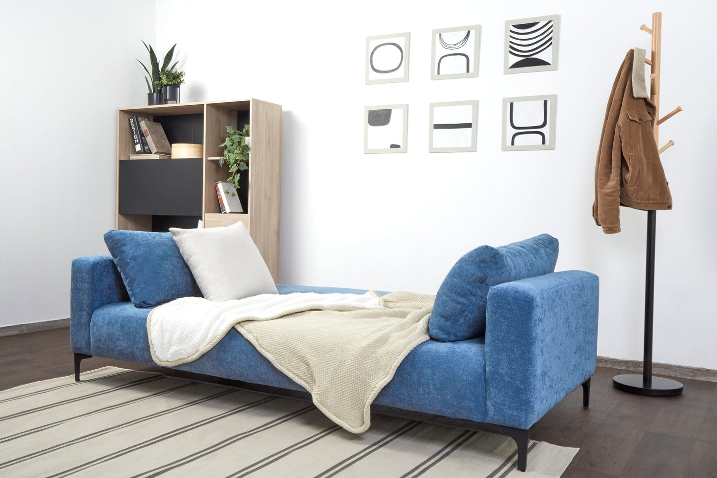 Sofá cama Landero - Azul - Tugow