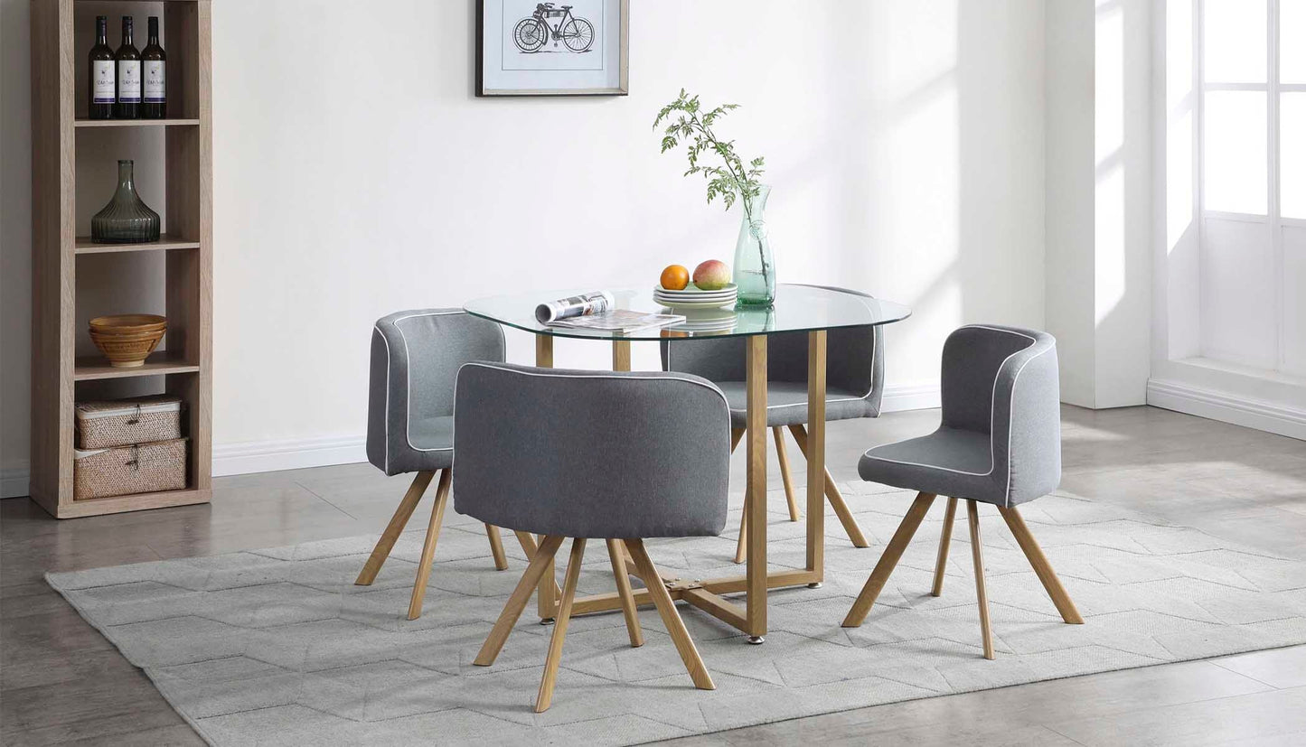 Comedor Tyreli con 4 sillas - Gris y Color Madera - Tu Gow