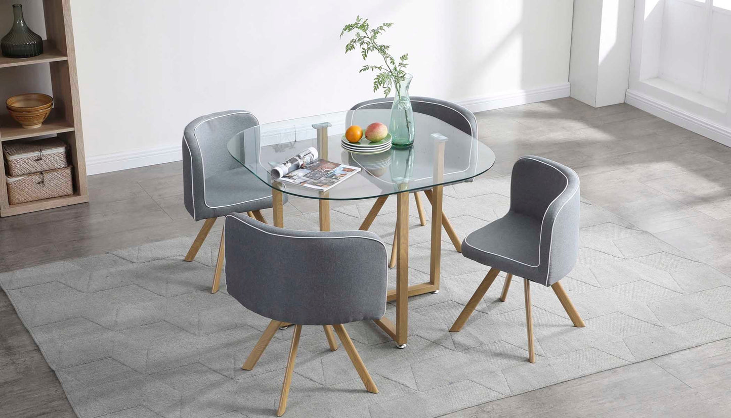 Comedor Tyreli con 4 sillas - Gris y Color Madera - Tu Gow