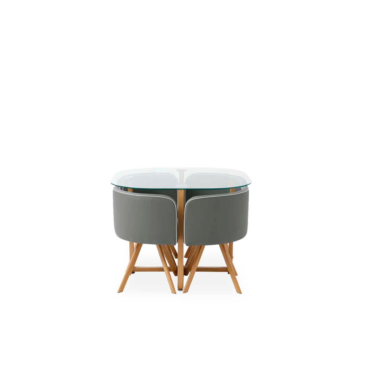 Comedor Tyreli con 4 sillas - Gris y Color Madera - Tu Gow