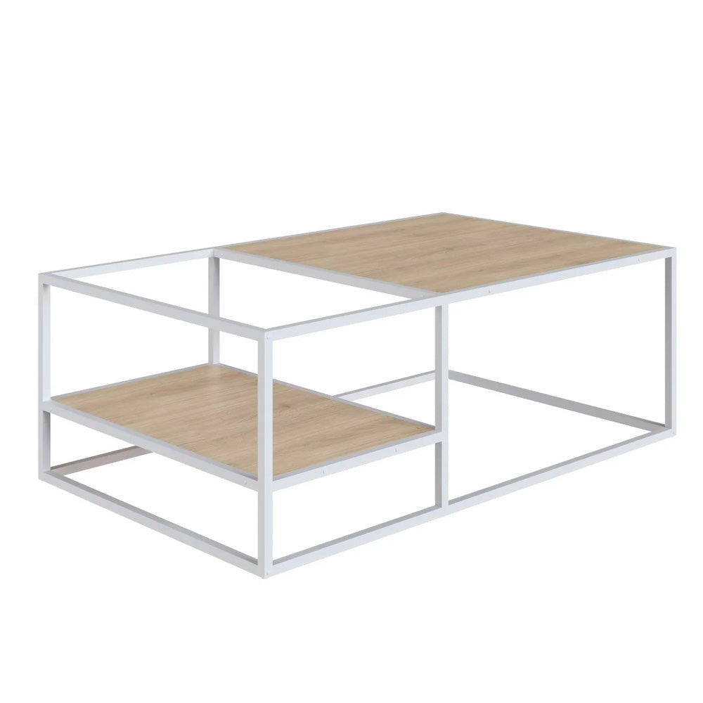 Mesa de centro Veata - Blanco y Color Madera - Tugow