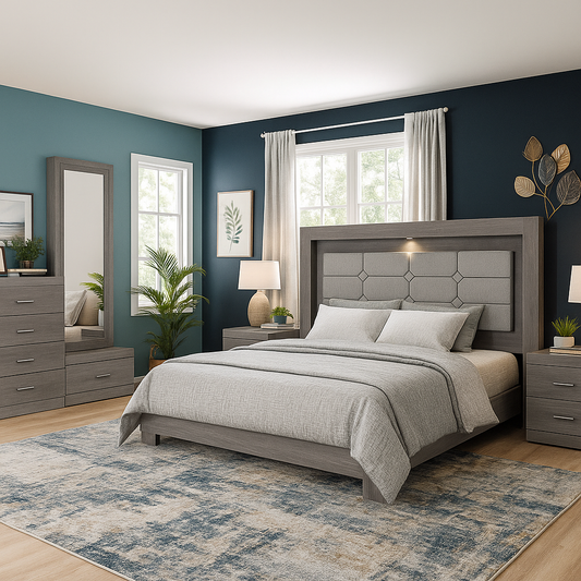 Recámara King Size de 5 piezas Mobli - Gris