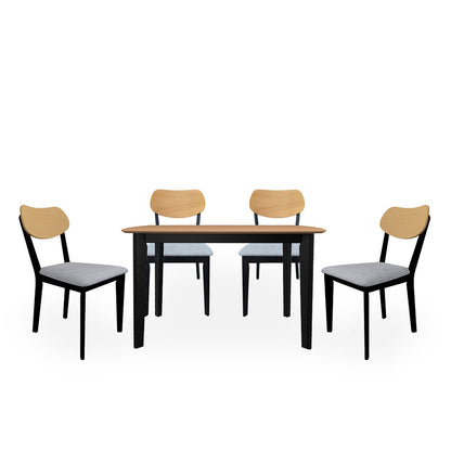 Comedor Aegon con 4 sillas - Negro, Madera, Gris - Tugow