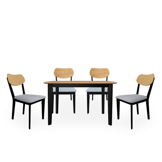 Comedor Aegon con 4 sillas - Negro, Madera, Gris - Tugow
