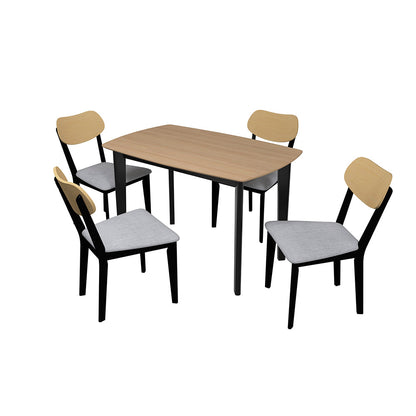 Comedor Aegon con 4 sillas - Negro, Madera, Gris - Tugow