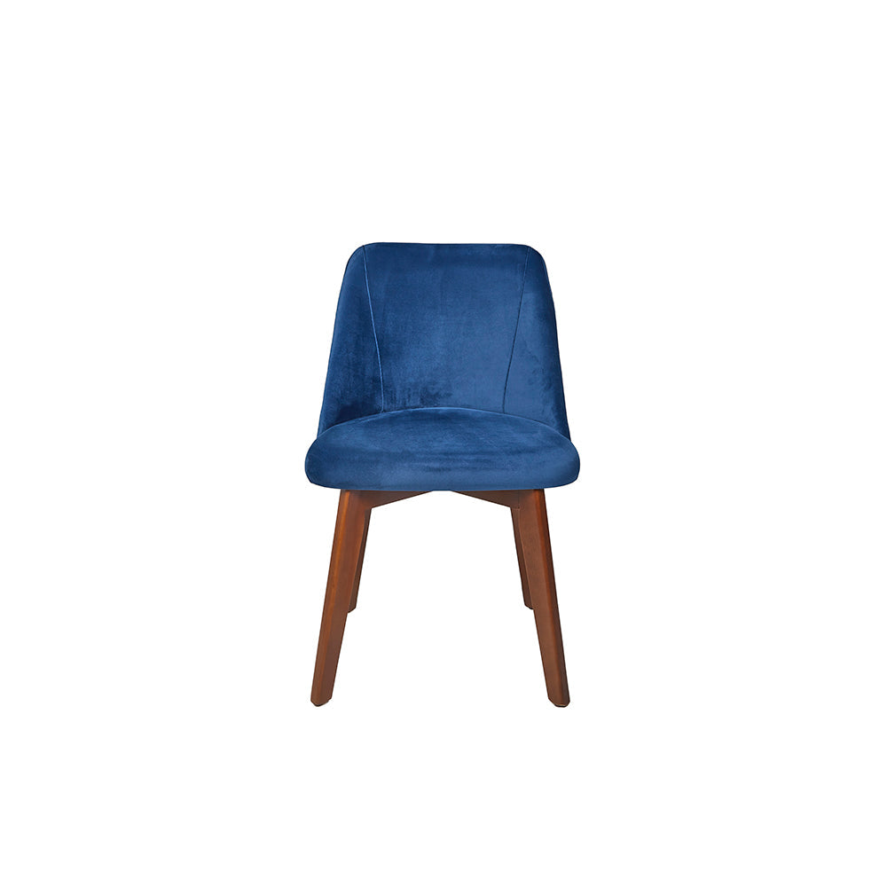 Silla terciopelo Alezia - Nogal y Azul - Tugow