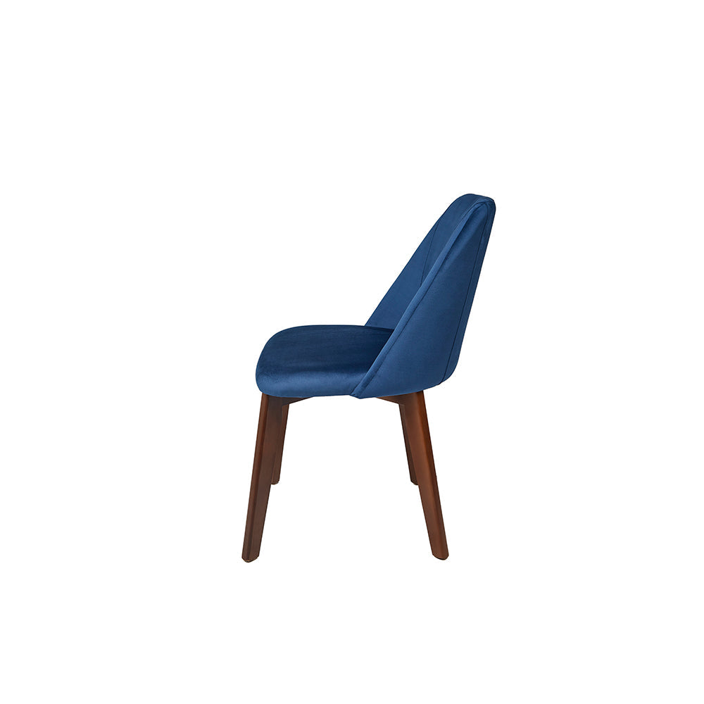 Silla terciopelo Alezia - Nogal y Azul - Tugow