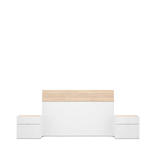 Cabecera con 2 burós Angelo - Color Madera y Blanco - Tugow