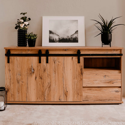 Credenza Apfel - Color Madera y Negro - Tugow