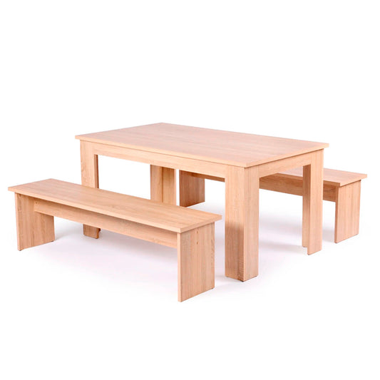Comedor Aquiles con 2 bancos - Roble - Tugow