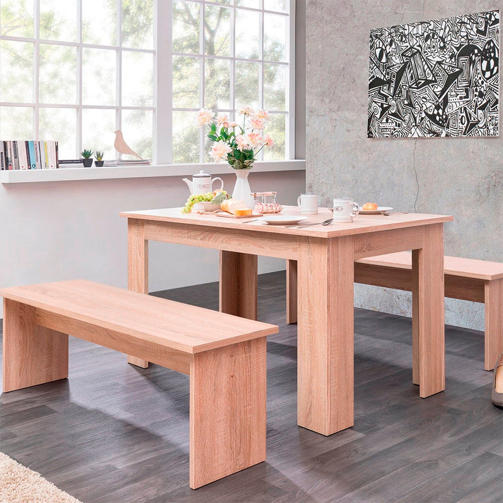 Comedor Aquiles con 2 bancos - Roble - Tugow