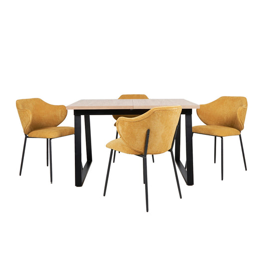 Mesa Aran Madera con 4 Sillas Suanna Mostaza - Tugow