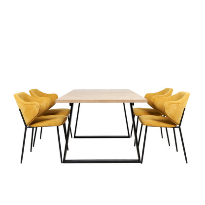 Mesa Aran Madera con 4 Sillas Suanna Mostaza - Tugow