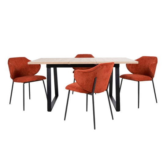 Mesa Aran Madera con 4 Sillas Suanna Roja - Tugow