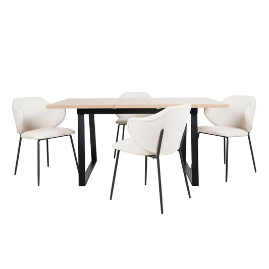 Mesa Aran Madera con 4 Sillas Suanna Beige - Tugow