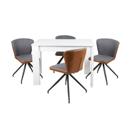 Mesa Aspen Blanca con 4 Sillas Vigo Gris y Café - Tugow