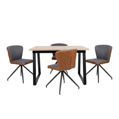 Mesa Aran Madera con 4 Sillas Vigo Gris y Café - Tugow