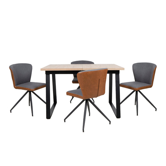 Mesa Aran Madera con 4 Sillas Vigo Gris y Café - Tugow