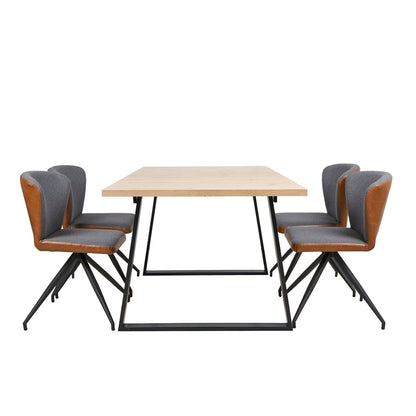 Mesa Aran Madera con 4 Sillas Vigo Gris y Café - Tugow