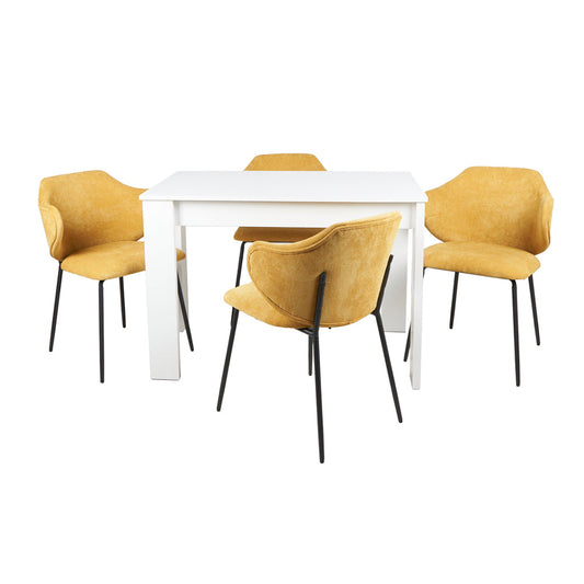 Mesa Aspen con 4 Sillas Suanna Mostaza - Tugow