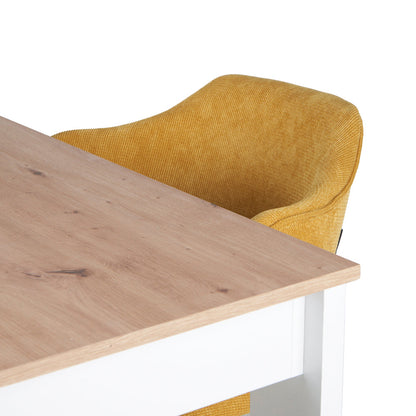 Mesa Aspen Roble y Blanco con 4 Sillas Suanna Mostaza - Tugow