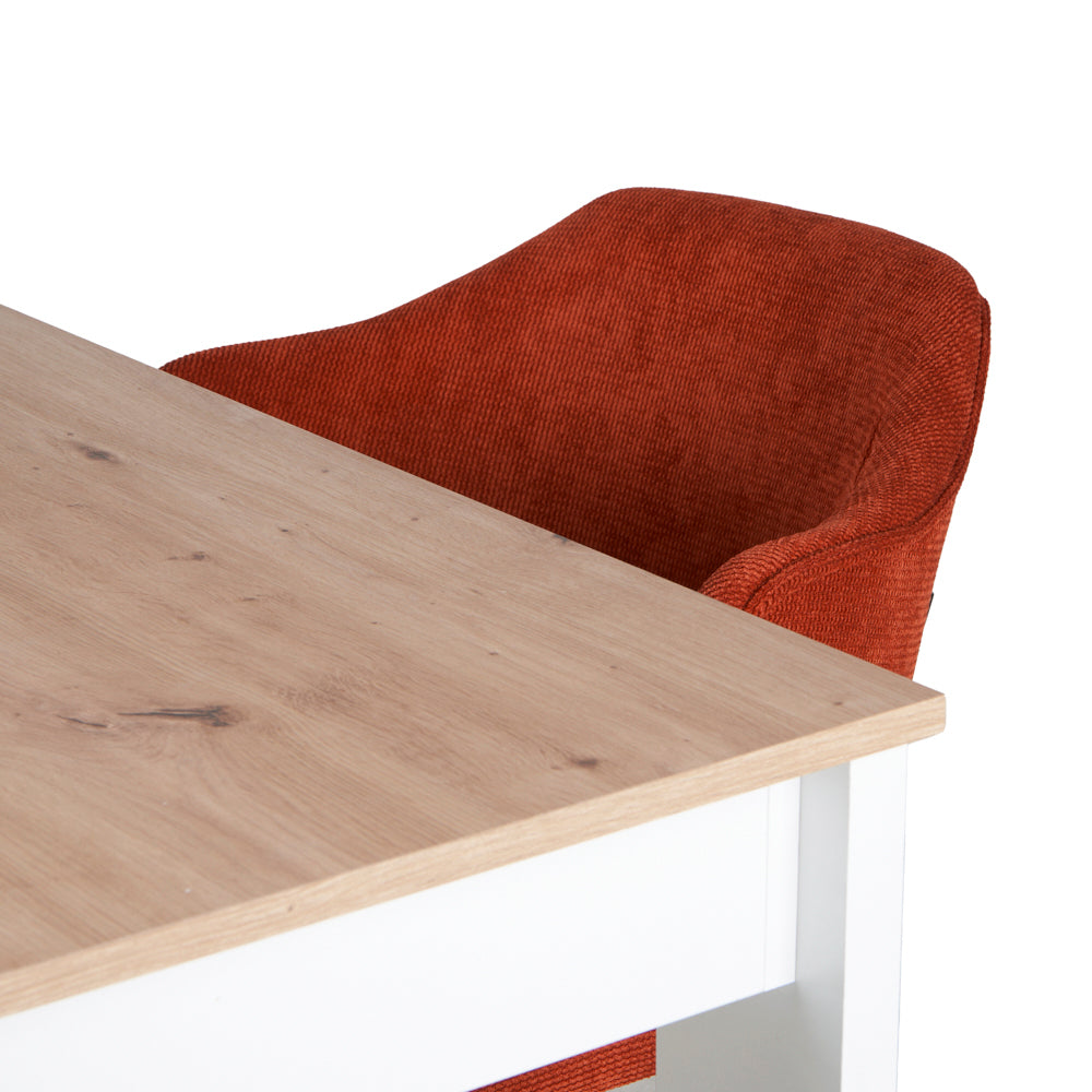 Mesa Aspen Roble y Blanco con 4 Sillas Suanna Roja - Tugow