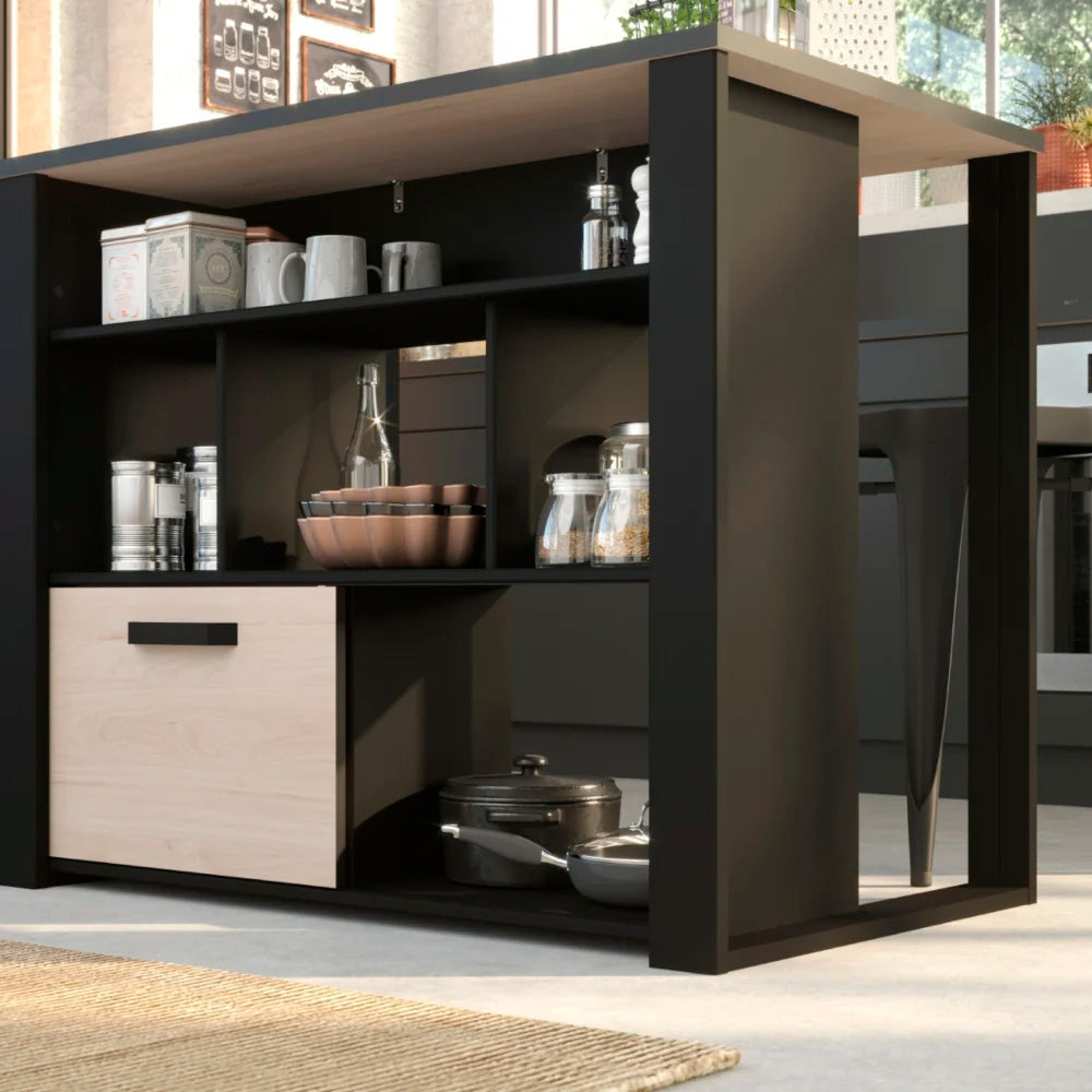 Alacena Yumy - Color Madera y Negro - Tugow
