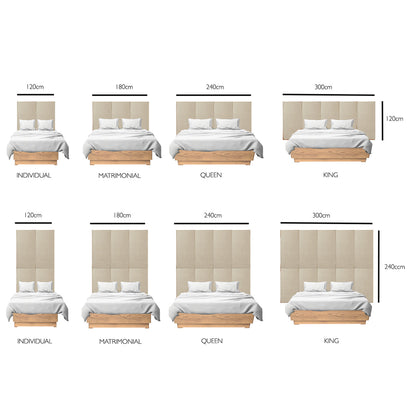Juego de 4 paneles para cabecera modular King Size Lunaria - Beige - Tugow
