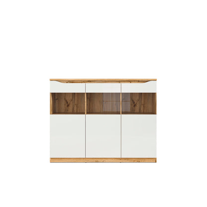 Credenza Breslavia - Color Madera y Blanco Brillante - Tugow