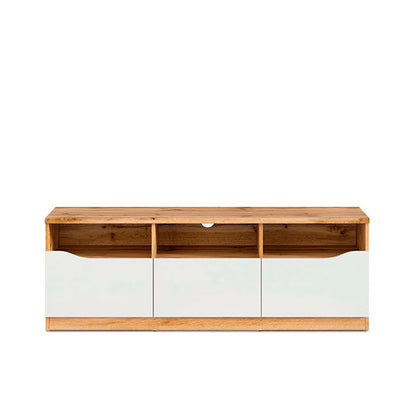 Mueble para tv Breslavia - Color Madera y Blanco Brillante - Tugow