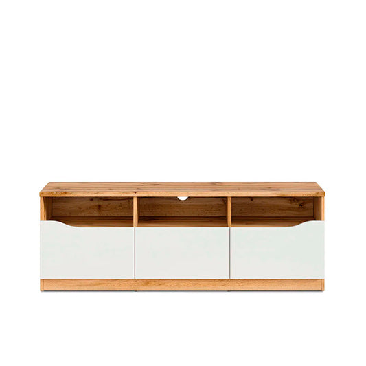 Mueble para tv Breslavia - Color Madera y Blanco Brillante - Tugow