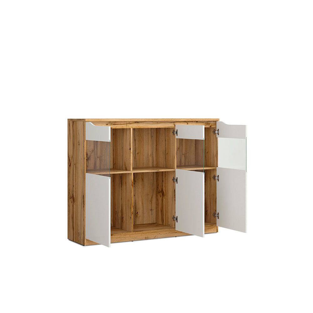 Credenza Breslavia - Color Madera y Blanco Brillante - Tugow