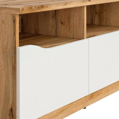 Mueble para tv Breslavia - Color Madera y Blanco Brillante - Tugow