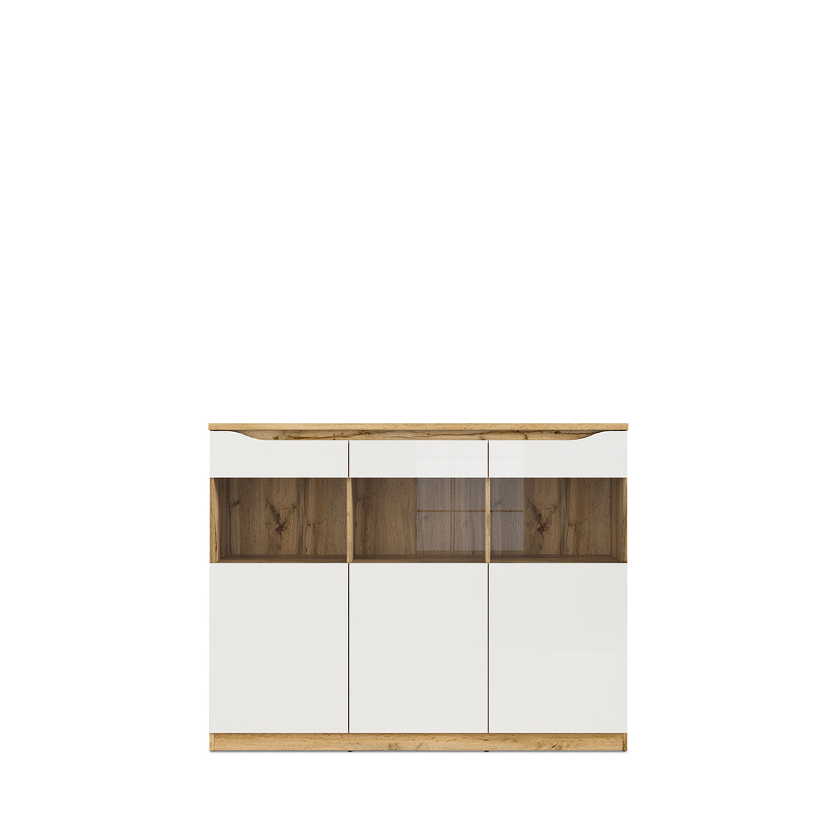 Credenza Breslavia - Color Madera y Blanco Brillante - Tu Gow