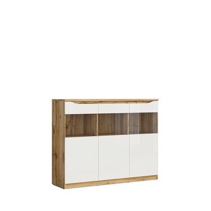 Credenza Breslavia - Color Madera y Blanco Brillante - Tu Gow