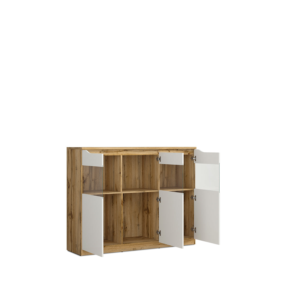 Credenza Breslavia - Color Madera y Blanco Brillante - Tu Gow