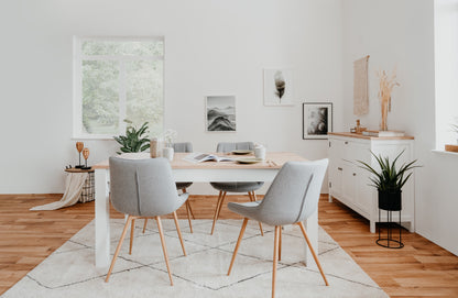 Mesa de comedor extensible Casiope - Blanco y Color Madera - Tugow