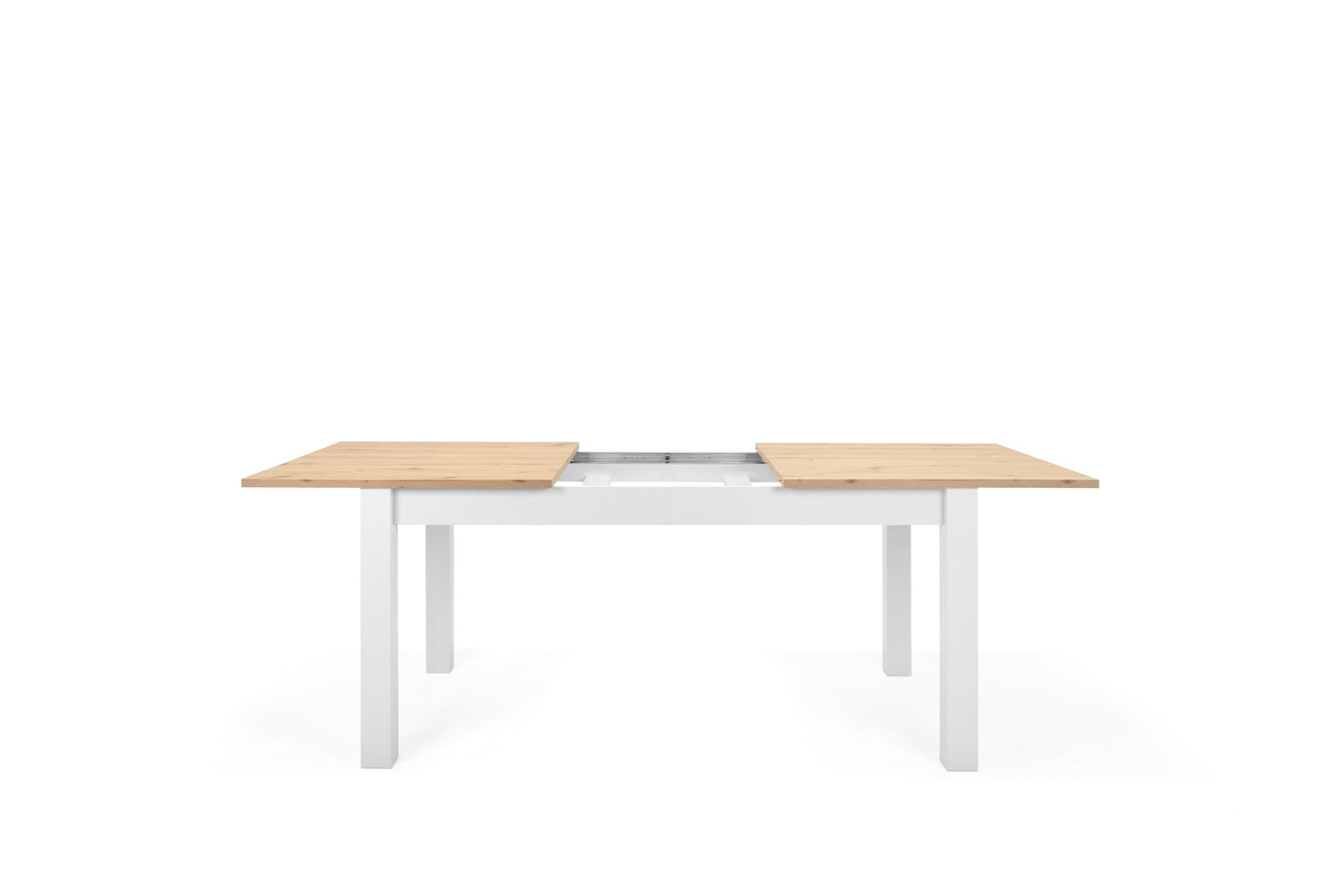 Mesa de comedor extensible Casiope - Blanco y Color Madera - Tugow