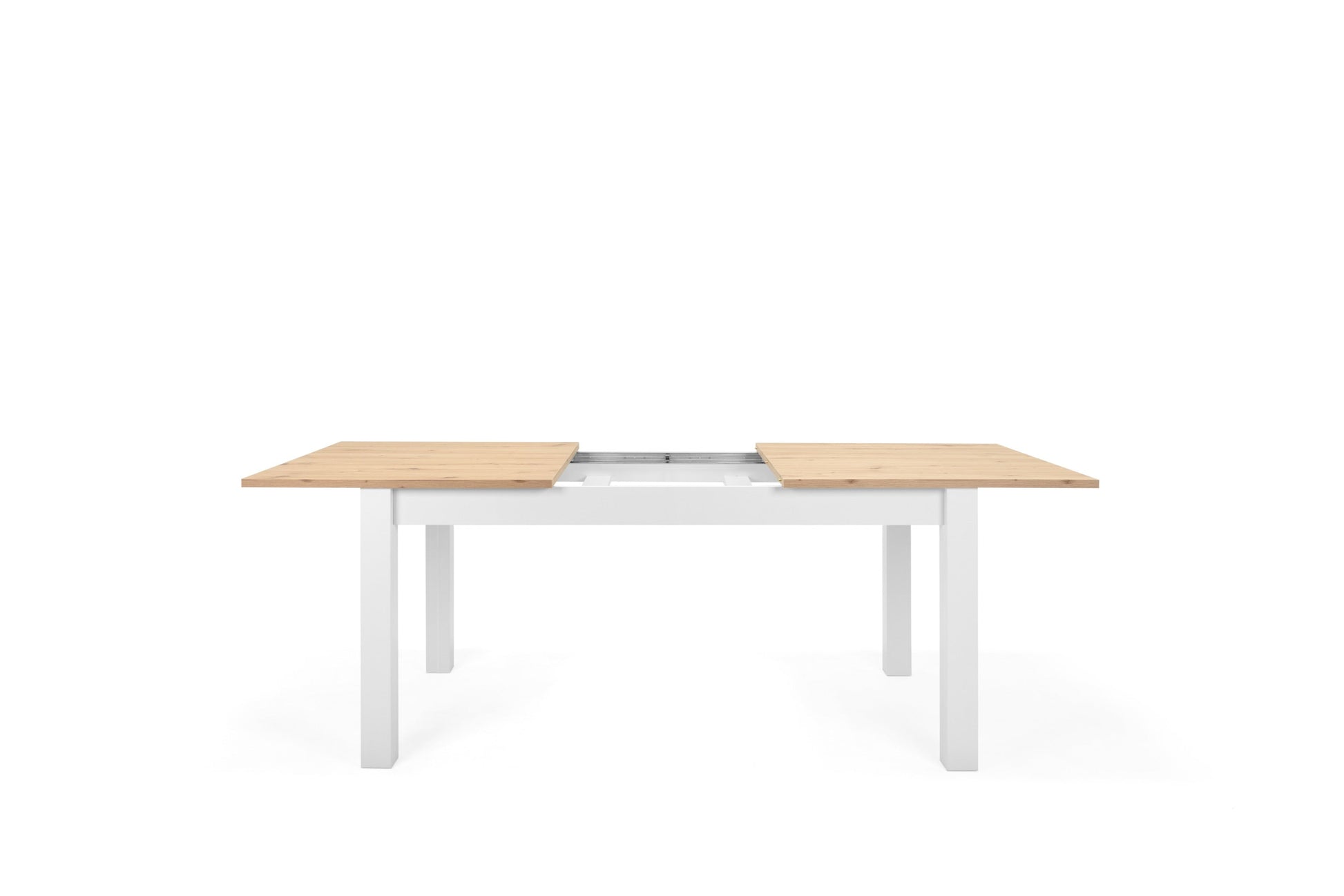 Mesa de comedor extensible Casiope - Blanco y Color Madera - Tugow