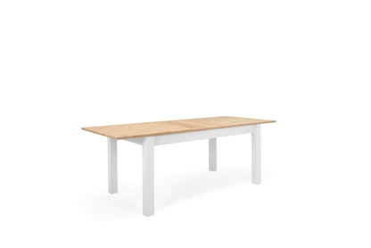 Mesa de comedor extensible Casiope - Blanco y Color Madera - Tugow