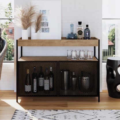 Buffete Bar Chakan - Negro y Color Madera - Tugow