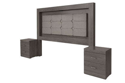 Cabecera King Size con 2 Burós Mobli - Gris